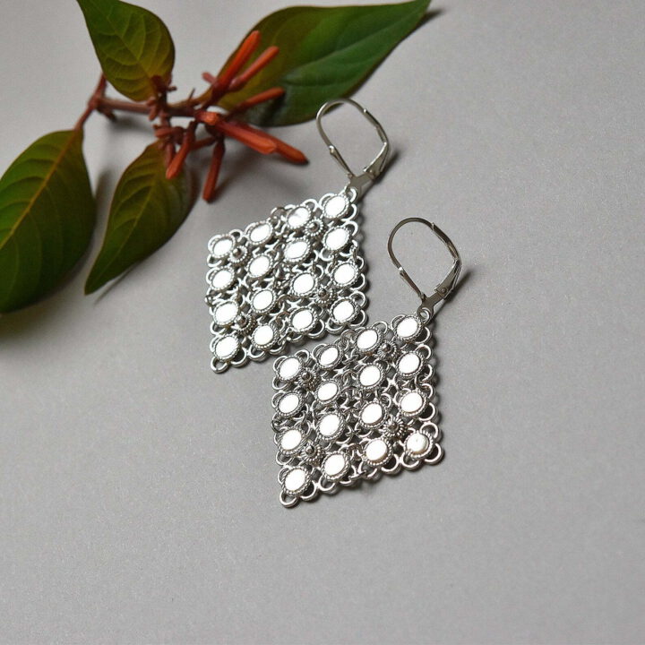 Mesh silver earrings