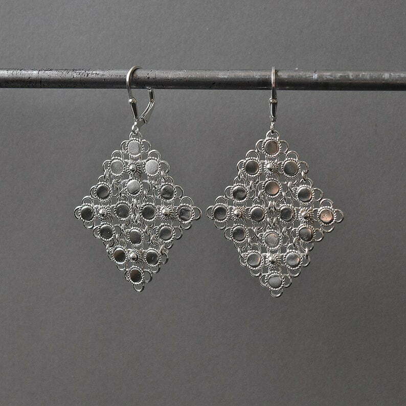 Mesh silver earrings - Image 3