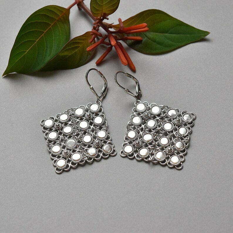 Mesh silver earrings - Image 4