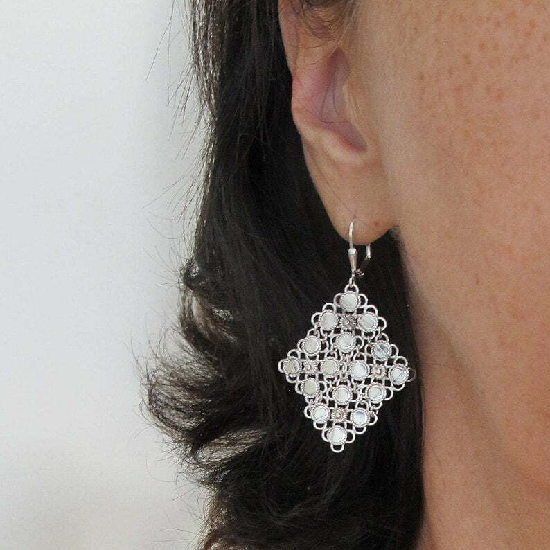 Mesh silver earrings - Image 2